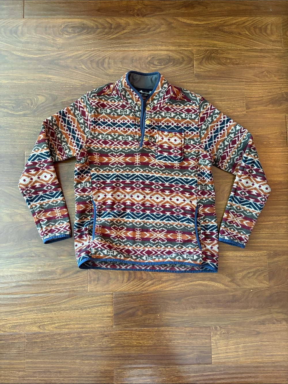 Men's Quarter-Zip Geometric Pattern Sweater - Multicolor